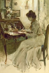 Escribiendo una carta, 1900